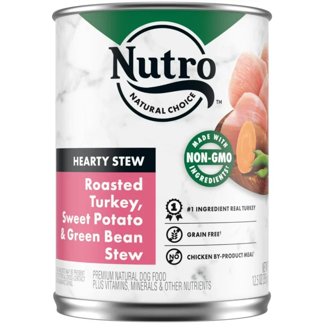Nutro Hearty Stew Natural Cuts In Gravy Roasted Turkey, Sweet Potato & Green Bean Stew Adult Wet Dog Food, 12.5 Oz. Can