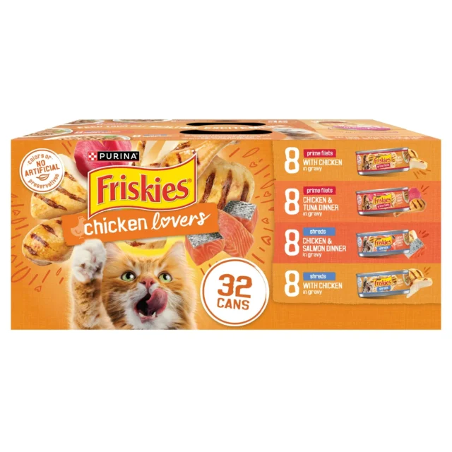 Purina Friskies Pate, Soft Chicken Lovers Variety Pack, Wet Cat Food, 5.5 oz Cans, 32 Pack