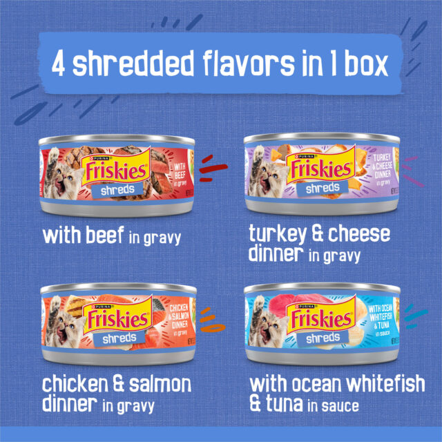Purina Friskies Shreds Gravy Variety Pack, Wet Cat Food, 5.5 oz Cans, 40 Pack - Image 10