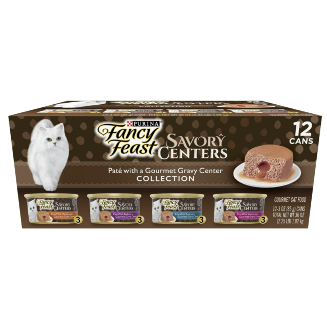 Purina Fancy Feast Savory Centers Pate Wet Cat Food, Gravy Center Collection, 3 oz Cans (12 Pack)
