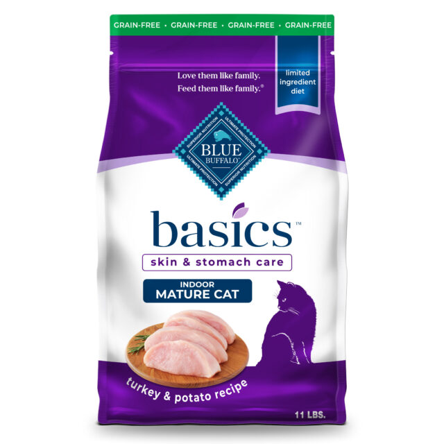 Blue Buffalo Basics Mature Cat Skin & Stomach Care Dry Cat Food, Turkey & Potato