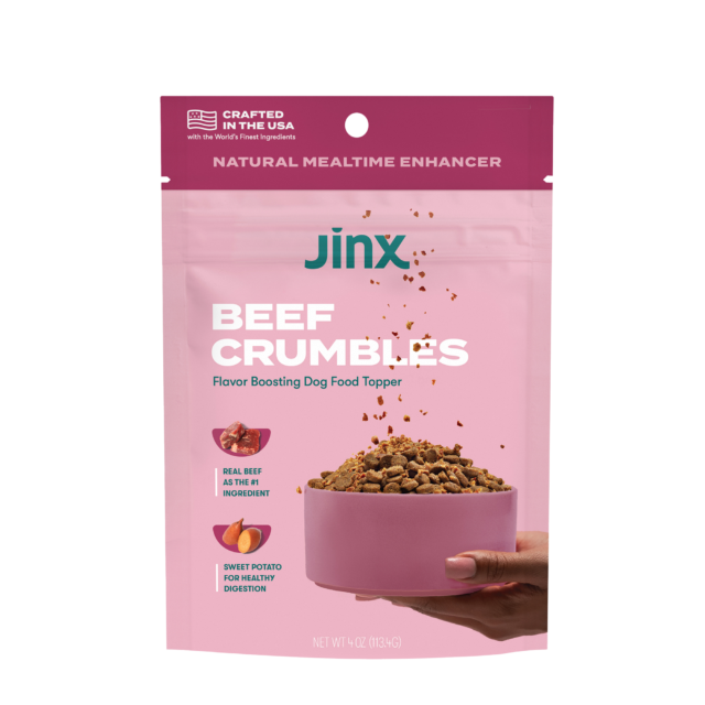 Jinx Crumbles Beef Recipe Flavor-Boosting Natural Dog Food Topper, 4 oz Bag