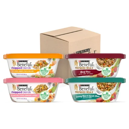 Purina Beneful Chopped Blends Wet Dog Food Soft Beef, Chicken, Salmon & Lamb, 10 oz Tubs (16 Pack)