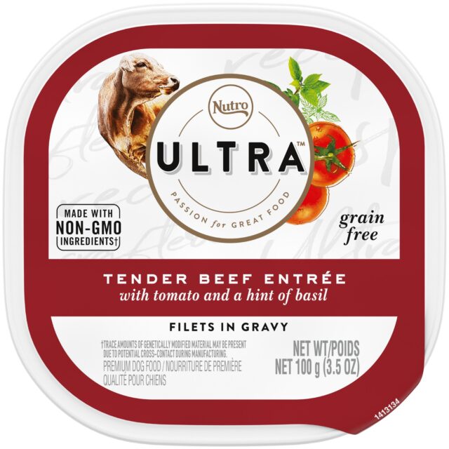 Nutro Ultra Grain Free Adult Wet Dog Food, Filets In Gravy, Beef With Tomato, (24) 3.5 Oz. Trays