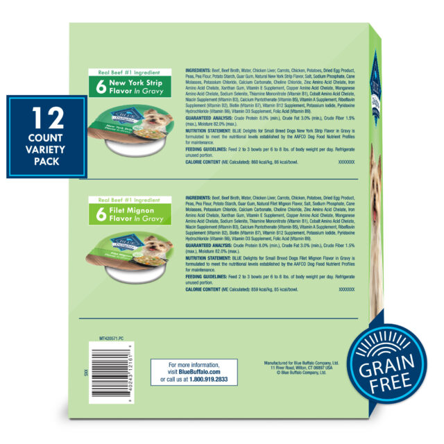Blue Buffalo Delights Small Breed Wet Dog Food Variety Pack, Filet Mignon & New York Strip - Image 7
