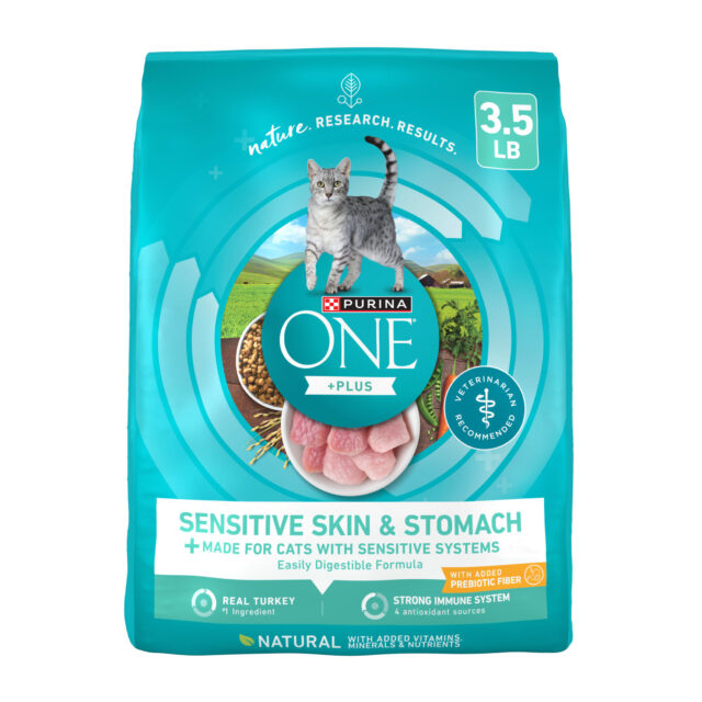 Purina ONE Plus, Sensitive Skin & Stomach, Dry Cat Food, Turkey