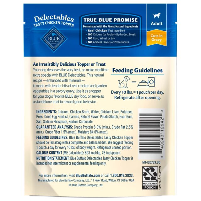 Blue Buffalo Delectables Natural Wet Dog Food Toppers, Tasty Chicken, 3-oz - Image 8