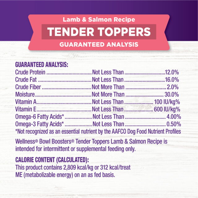 Wellness Bowl Boosters Tender Toppers, Healthy Grain Free Dog Food Topper, Lamb & Salmon Recipe, 8 Ounce Bag - Image 3