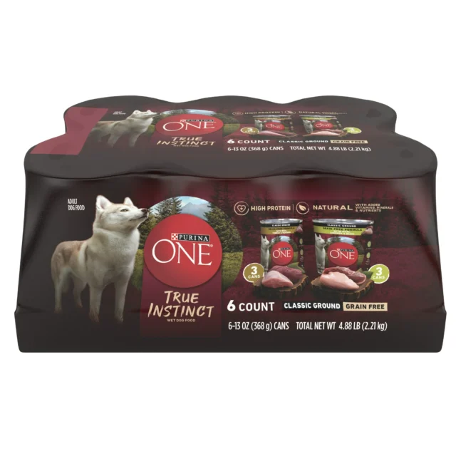 Purina ONE True Instinct Natural Wet Dog Food, High Protein Soft Variety Pack, 13 oz Cans (6 Pack)