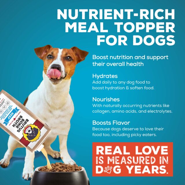 Brutus Bone Broth Chicken for Dogs - 32 oz, All Natural Human Grade Dog Food Topper with Chondroitin Glucosamine Turmeric, Great for Picky Eaters & Dry Food, Tasty & Nutritious - Image 2