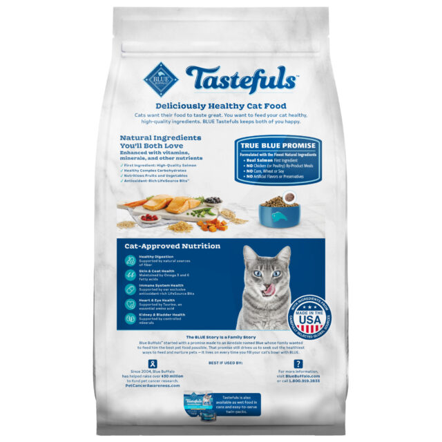 Blue Buffalo Tastefuls Dry Food, Adult Indoor Cat, Salmon and Brown Rice - Image 2