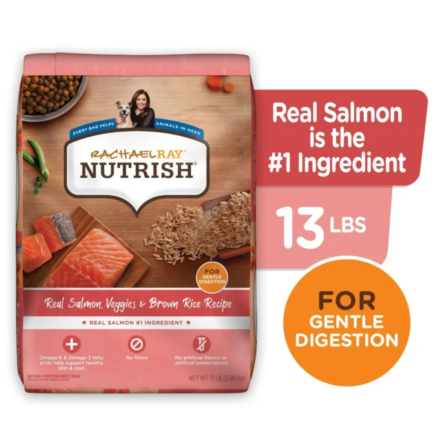 Rachael Ray Nutrish Real Salmon, Veggies & Brown Rice Recipe Dry Dog Food, 13 lb. Bag - Image 2
