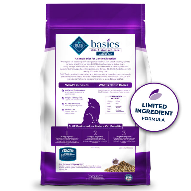 Blue Buffalo Basics Mature Cat Skin & Stomach Care Dry Cat Food, Turkey & Potato - Image 2