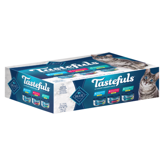 Blue Buffalo Tastefuls Tuna, Chicken, Fish & Shrimp Entrees Variety Pack Flaked Wet Cat Food 5.5oz Cans