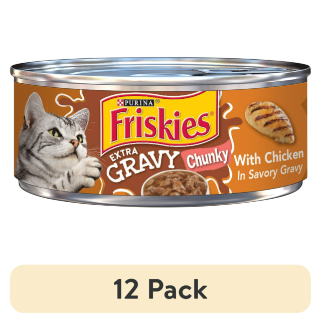 (12 pack) Purina Friskies Extra Gravy Chunky, Soft Chicken, Wet Cat Food, 5.5 oz Can