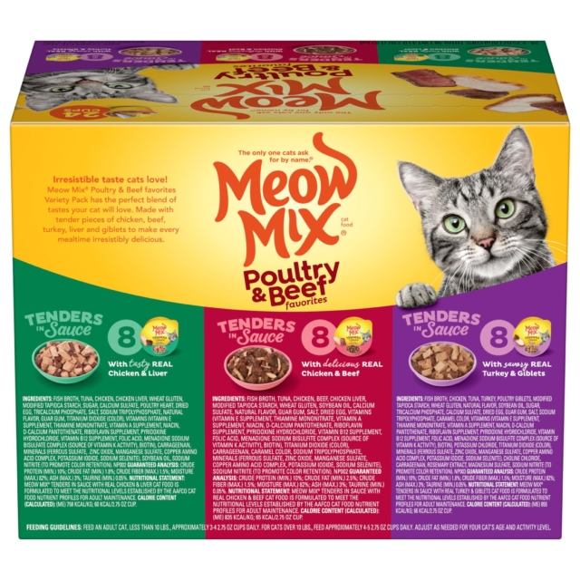 Meow Mix Tender Favorites Poultry & Beef Variety Pack Wet Cat Food, 24 Cups - Image 6