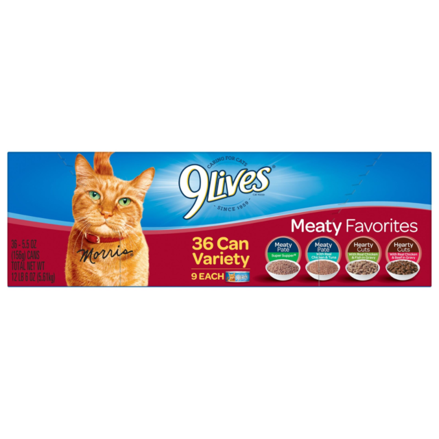 9Lives Meaty Favorites Variety Pack Wet Cat Food, 5.5 oz. Cans, 36 Count - Image 4