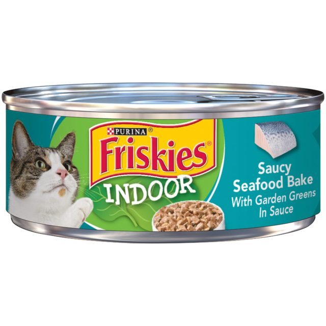 (24 pack) Purina Friskies Indoor Saucy Seafood Bake, Wet Cat Food, 5.5 oz Can - Image 8