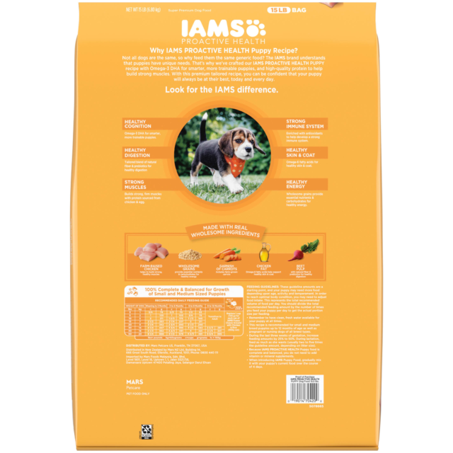 Iams Proactive Health Chicken And Whole Grain Recipe Dry Dog Food For Puppies, 15 Lb Bag - Image 11