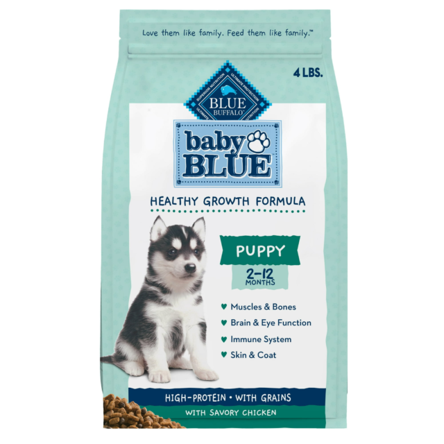 Blue Buffalo Baby BLUE Healthy Growth Puppy Dry Food, High-Protein Chicken, 4-lb Bag