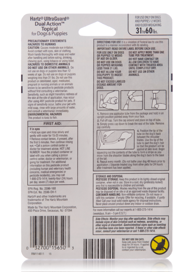 Hartz UltraGuard Dual Action Flea and Tick Topical for Large Dogs 31-60lbs, 3 Monthly Treatments - Image 6