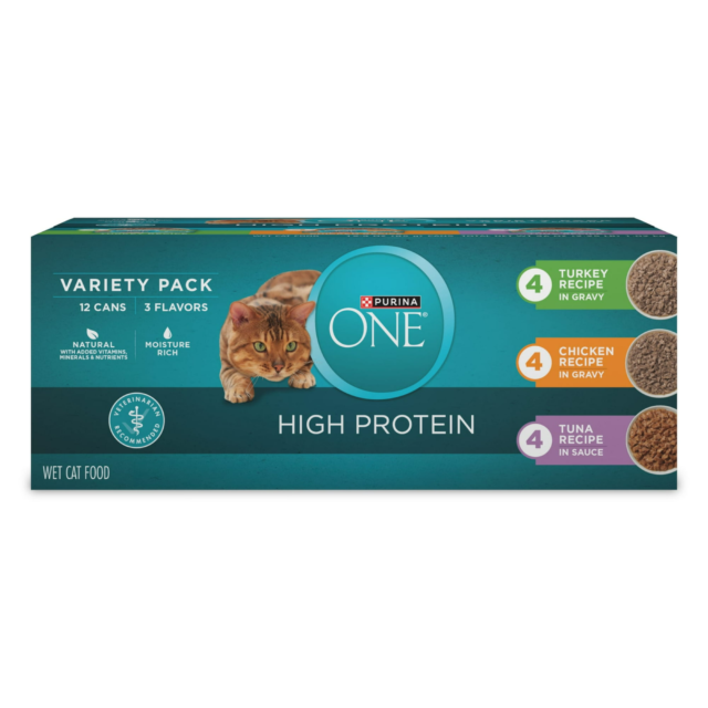 Purina ONE Natural, High Protein Wet Cat Food Variety Pack, Turkey, Chicken and Tuna Recipes