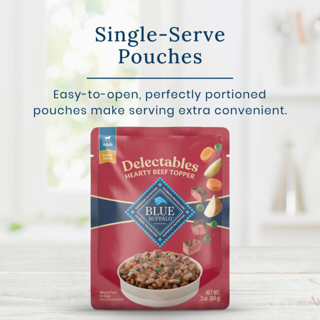 Blue Buffalo Delectables Natural Wet Dog Food Toppers, Hearty Beef, 3-oz Pouch - Image 2