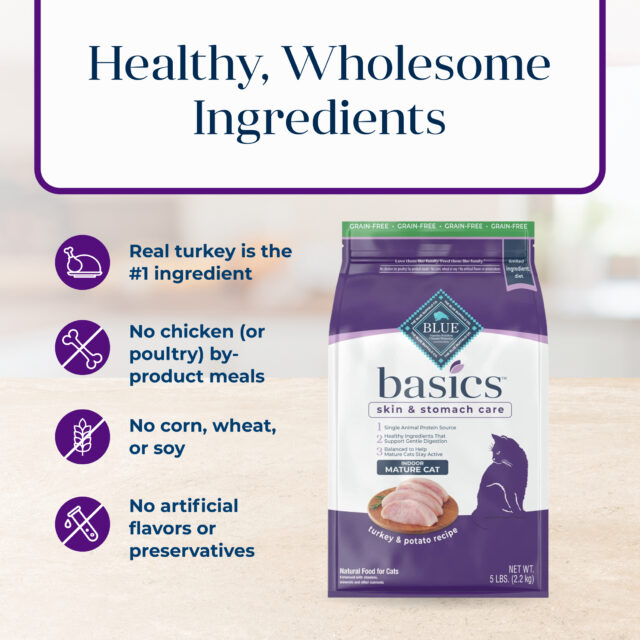 Blue Buffalo Basics Mature Cat Skin & Stomach Care Dry Cat Food, Turkey & Potato - Image 6