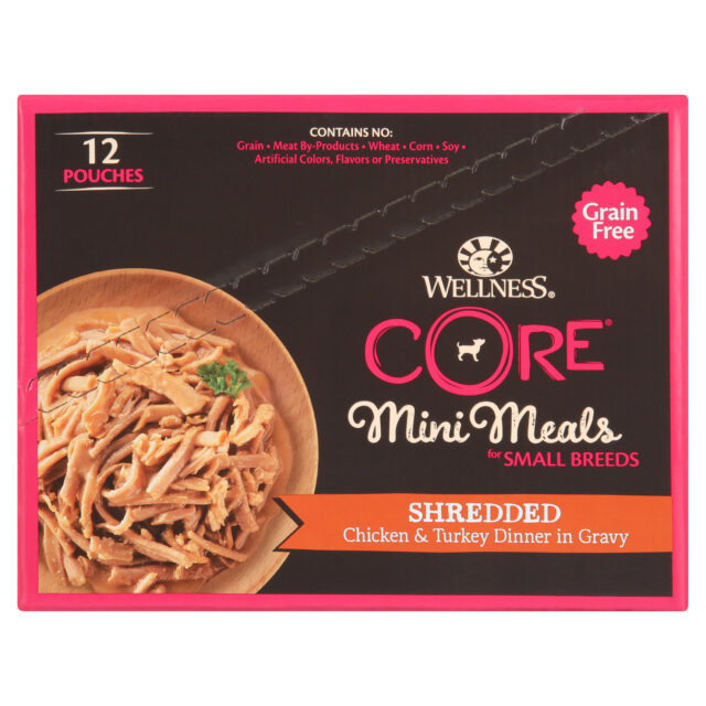 Wellness CORE Natural Grain Free Small Breed Mini Meals Wet Dog Food, Shredded Chicken & Turkey Dinner in Gravy, 3-Ounce Pouch (Pack of 12) - Image 3