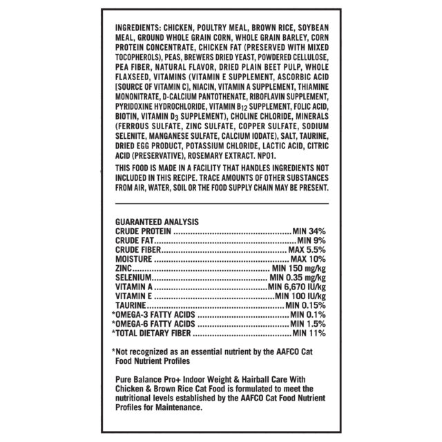 Pro+ Indoor Weight & Hairball Care Dry Cat Food, Chicken & Brown Rice, 7 lbs - Image 6