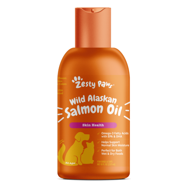 Zesty Paws Pure Wild Alaskan Salmon Oil Liquid Food Supplement for Dogs or Cats, 8 fl oz, Skin Care