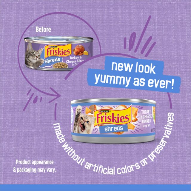 (12 pack) Purina Friskies Shreds Turkey and Cheese Dinner in Gravy, Wet Cat Food, 5.5 oz Can - Image 6