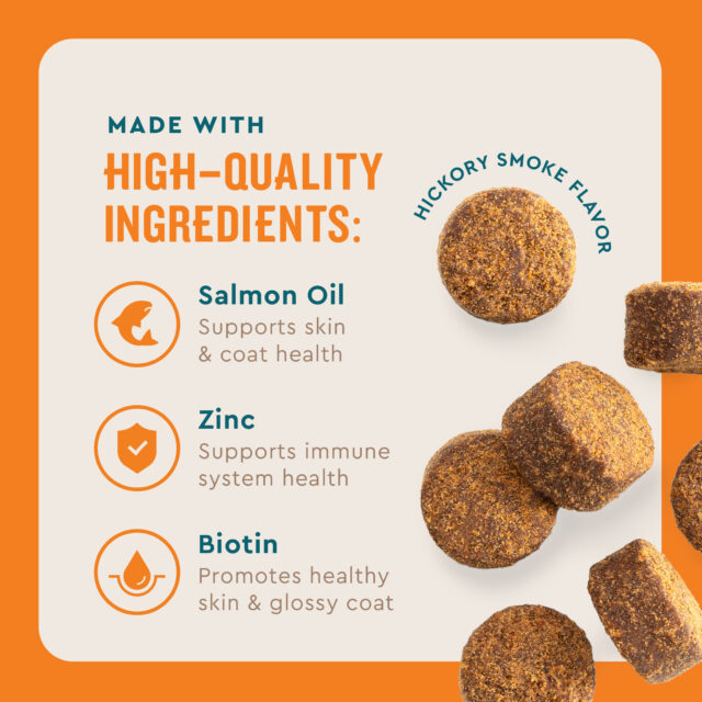 VetIQ Skin & Coat Supplement for Dogs, Hickory Smoke Flavored Soft Chew, 7.4 oz, 60 Count - Image 5