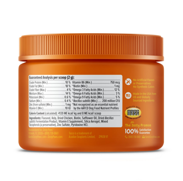 Zesty Paws Skin & Coat Powder for Dogs, for Skin Health, Chicken 150g Jar - Image 4