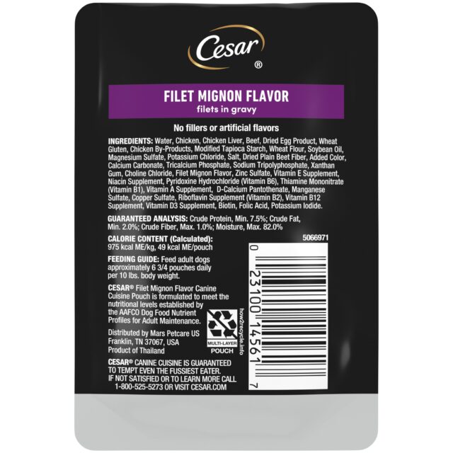Cesar Pouch Filets In Gravy Filet Mignon Flavor Wet Dog Food, 1.76 oz. Pouch, 1 ct - Image 7