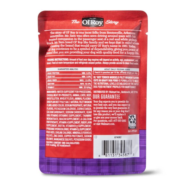 (12 pack) Ol' Roy Tender Morsels Filet Mignon Flavor Cuts in Gravy Wet Dog Food, 3.5 oz Pouch - Image 5