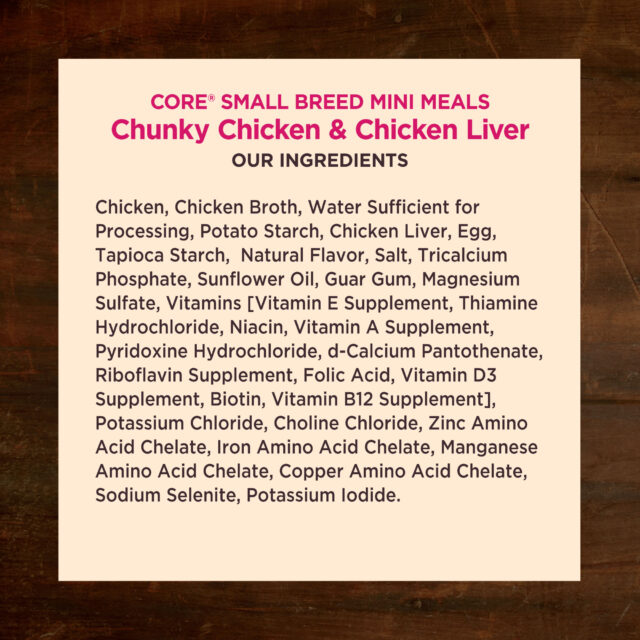Wellness CORE Natural Grain Free Small Breed Mini Meals Wet Dog Food, Chunky Chicken & Chicken Liver Entrée in Gravy, 3-Ounce Pouch (Pack of 12) - Image 5