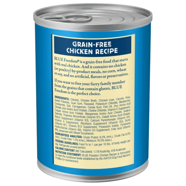 Blue Buffalo Freedom Grain Free Natural Adult Wet Dog Food, Chicken 12.5oz cans (Pack of 12) - Image 2