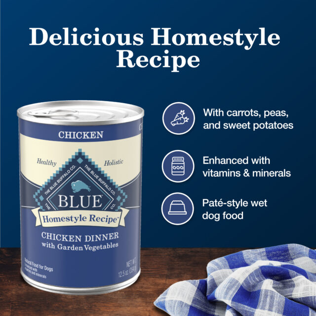 (3 pack) Blue Buffalo Homestyle Recipe Adult Wet Dog Food, Chicken Dinner, 12.5-oz. Can - Image 7