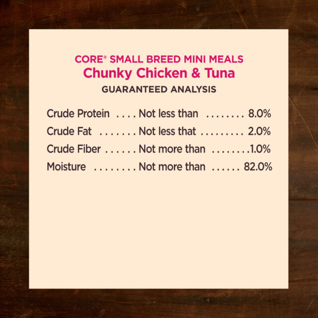 Wellness CORE Natural Grain Free Small Breed Mini Meals Wet Dog Food, Chunky Chicken & Tuna Dinner in Gravy, 3-Ounce Pouch (Pack of 12) - Image 3