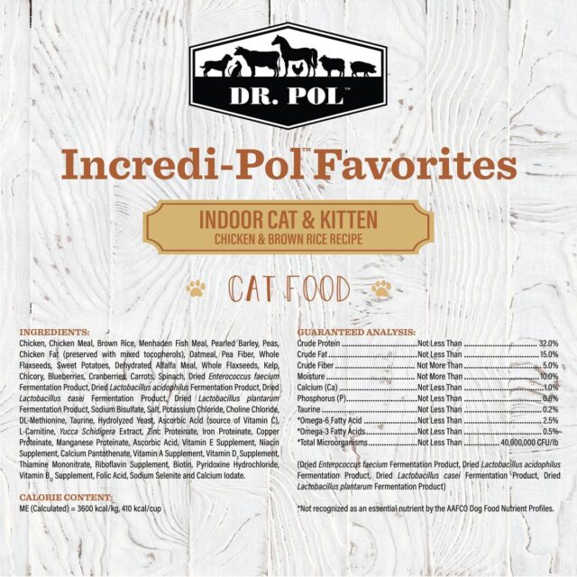 Dr. Pol Incredi-Pol Favorites Indoor Cat and Kitten Chicken and Brown Rice Recipe Cat Food - 18lb - Image 2