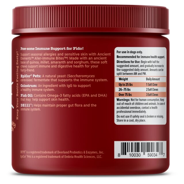 Zesty Paws Immune System Ancient Elements Aller-Immune Bites for Dogs, Allergy Relief and Supports Immune Function, Gut Health & Sensitive Skin, Bison Flavor, 90 Count Soft Chews - Image 5