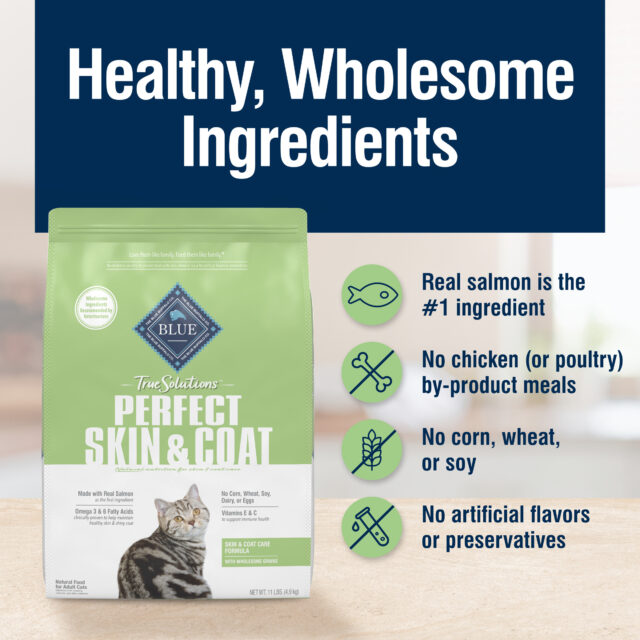 Blue Buffalo True Solutions Perfect Skin & Coat Natural Dry Food for Adult Cats, Salmon, 3.5-lb. Bag - Image 4