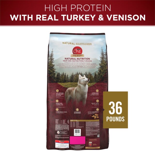 Purina ONE True Instinct Dry Dog Food for Adults, High Protein Real Turkey & Vension, 36 lb Bag - Image 4