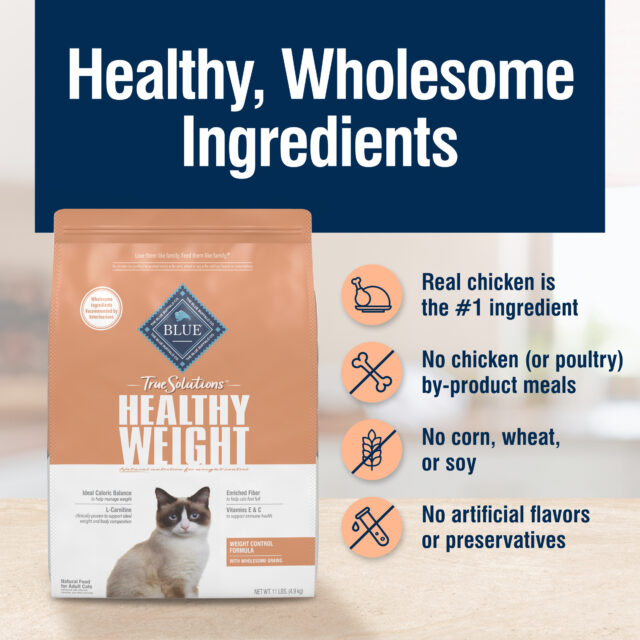 Blue Buffalo True Solutions Healthy Weight Natural Weight Control Adult Dry Cat Food, Chicken 3.5-lb Bag - Image 2