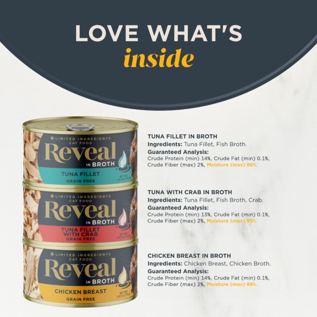 Reveal Natural Wet Cat Food, Fish & Chicken in Broth Variety Pack, 12 x 2.47 oz Cans - Image 7