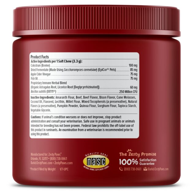Zesty Paws Immune System Ancient Elements Aller-Immune Bites for Dogs, Allergy Relief and Supports Immune Function, Gut Health & Sensitive Skin, Bison Flavor, 90 Count Soft Chews - Image 4