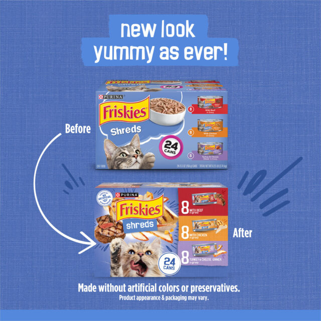 Purina Friskies Gravy Shreds, Beef, Chicken, Turkey and Cheese, Wet Cat Food, 5.5 oz Can, 24 Pack - Image 6
