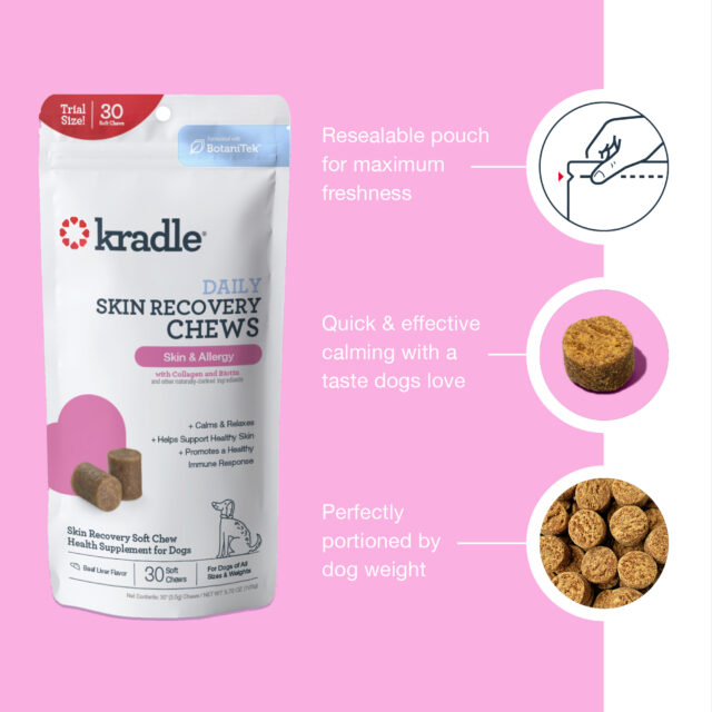 Kradle Calming Skin Recovery Soft Chews Dog Skin & Coat Support, Beef Liver Flavor, 30 Count - Image 3