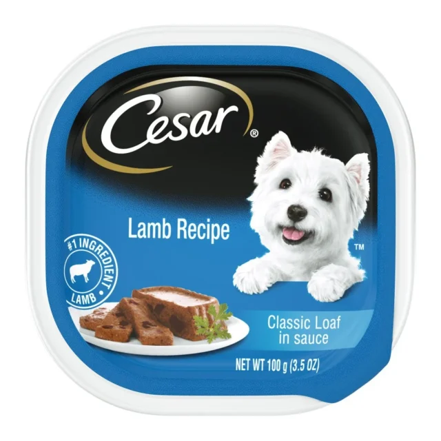 (12 pack) Cesar Classic Loaf In Sauce Lamb Recipe Wet Dog Food, 3.5 Oz